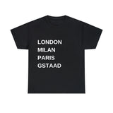 Laden Sie das Bild in den Galerie-Viewer, Gstaad (London - Milan - Paris) T-shirt schwarz